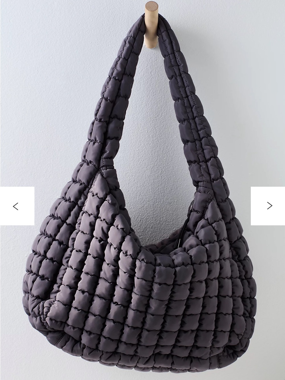 Free People Quilted Puffer Hobo Bag - Dark Gray - Picture 2 of 2